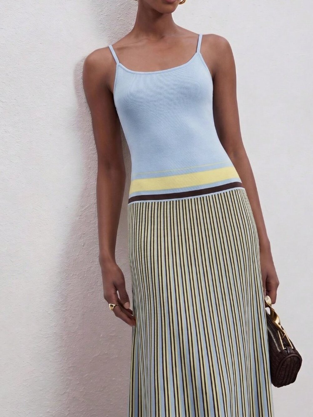 Blue Casual Women's Striped Camisole Knit Dress - Picture 3 of 5